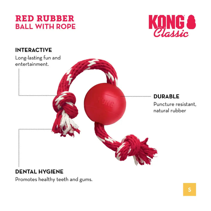KONG DOG SMALL BALL W'ROPE