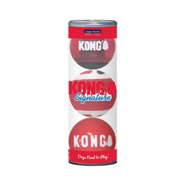 KONG SIGNATURE BALLS 3PK ASSORTED LARGE