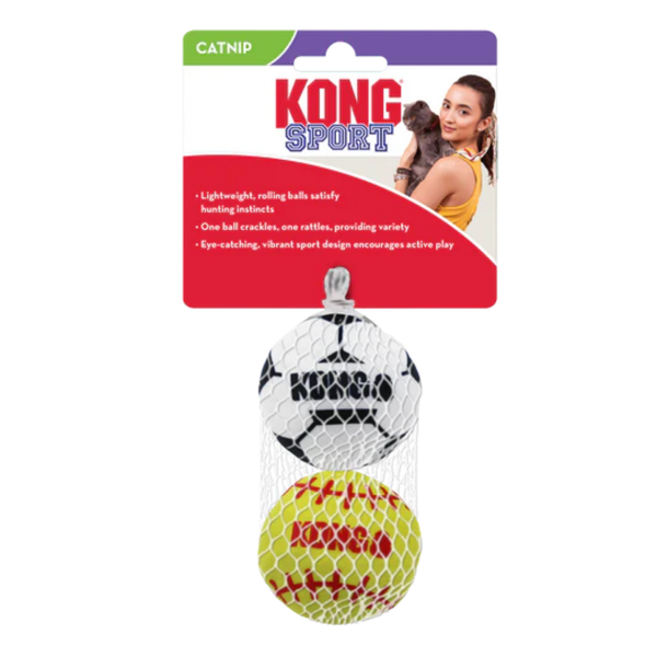 KONG CAT SPORT BALLS 2-PK ASSORTED (CABS4)