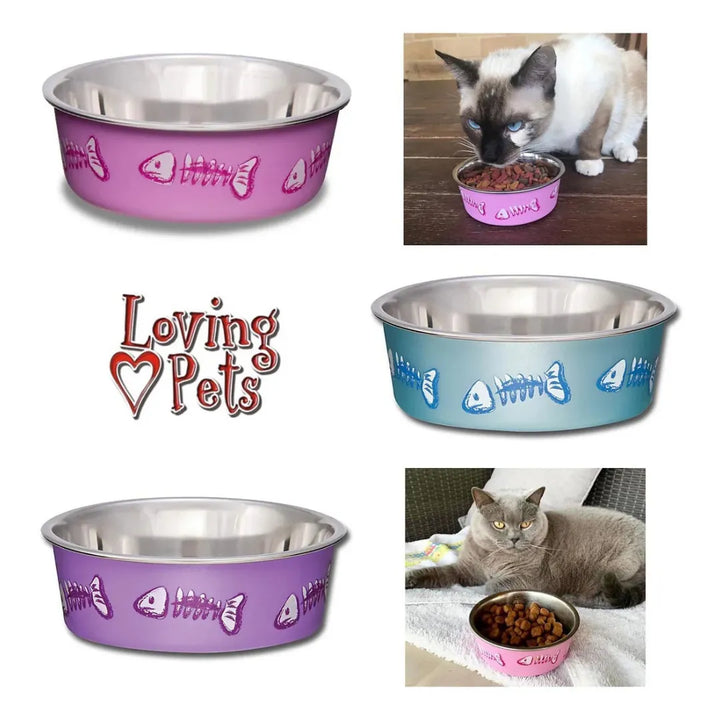 LOVING PETS CAT BELLA BOWLS FISH-SKELETON PINK
