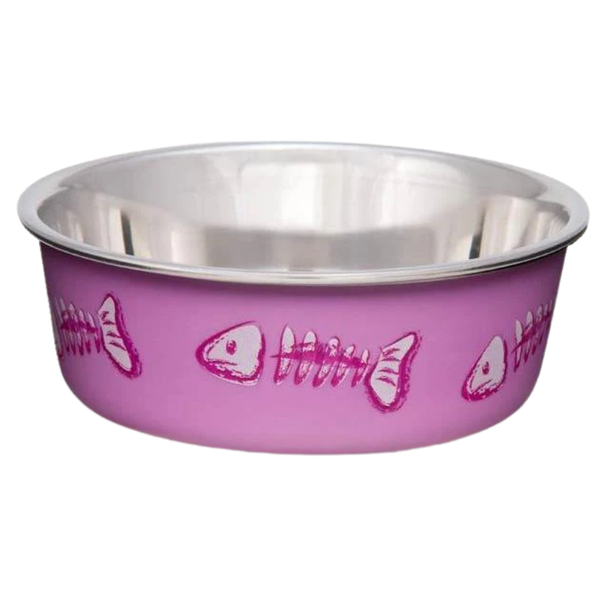 LOVING PETS CAT BELLA BOWLS FISH-SKELETON PINK X-SMALL
