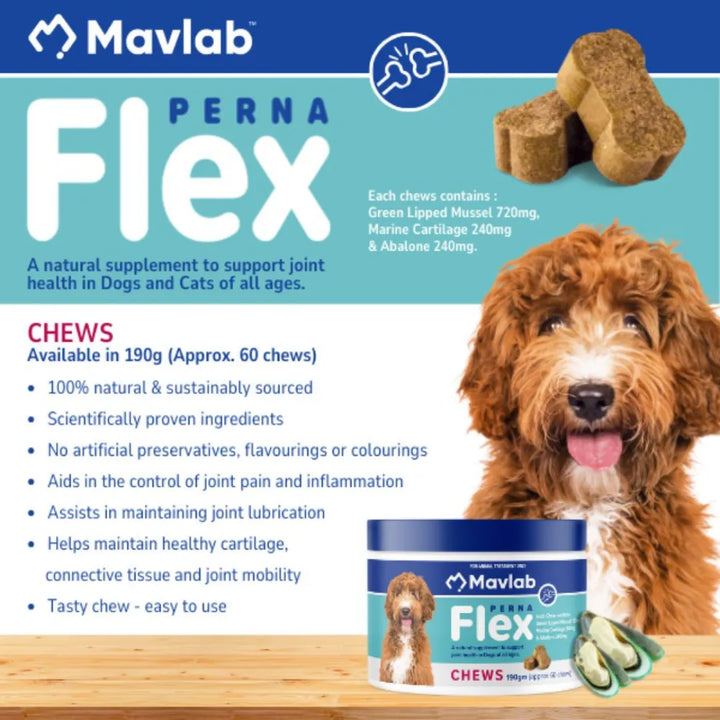Mavlab Pernaflex Chews 190g | Flexible & Strong Joints | Pet Bites