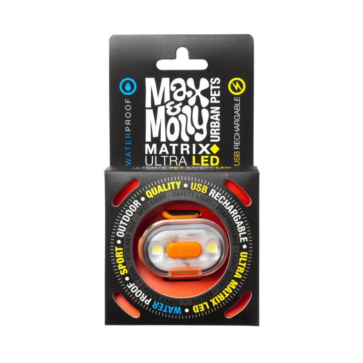 Max & Molly Matrix Ultra LED Safety Light - Orange