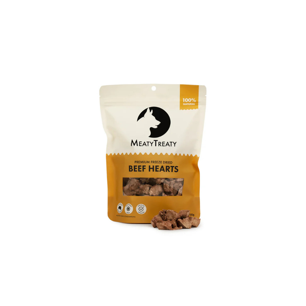 MEATY TREATY FREEZE DRIED BEEF HEARTS 100G