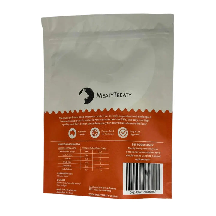 Meaty Treaty Freeze-Dried Chicken Breast Dog & Cat 100g back