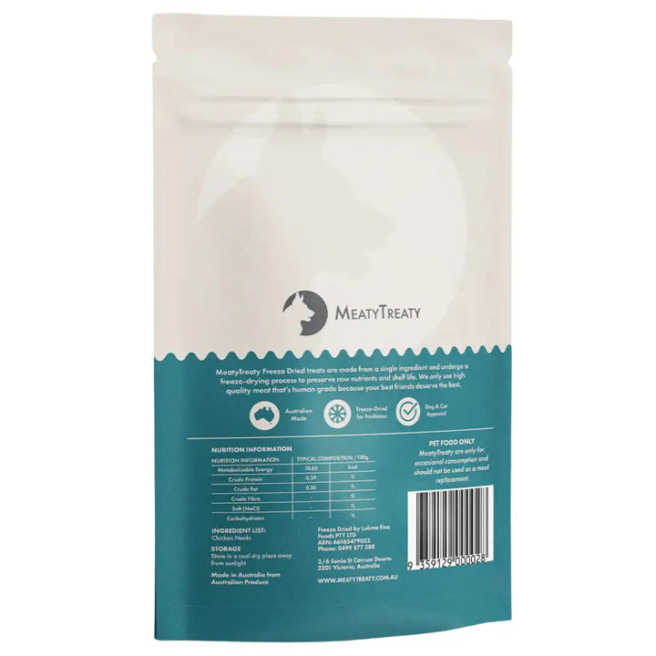 Meaty Treaty Freeze Dried Chicken Neck Dog & Cat 100g back