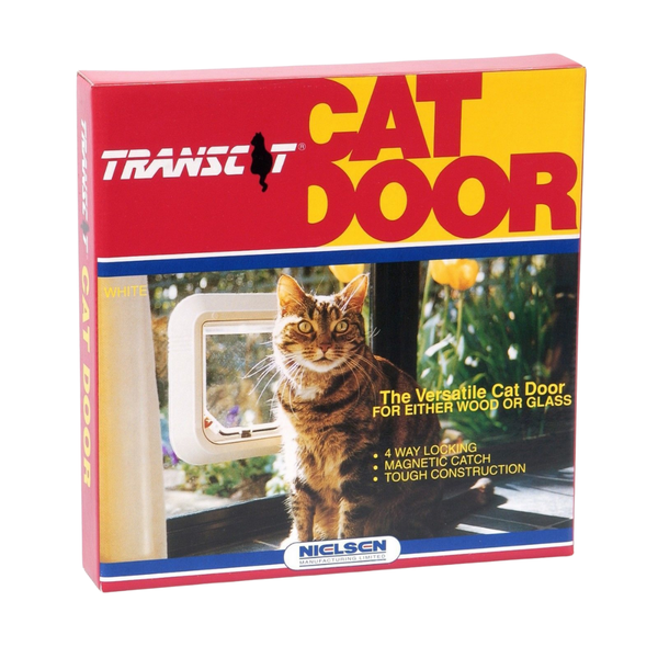 Transcat Cat Door 4-Way Locking 140mm Flap White