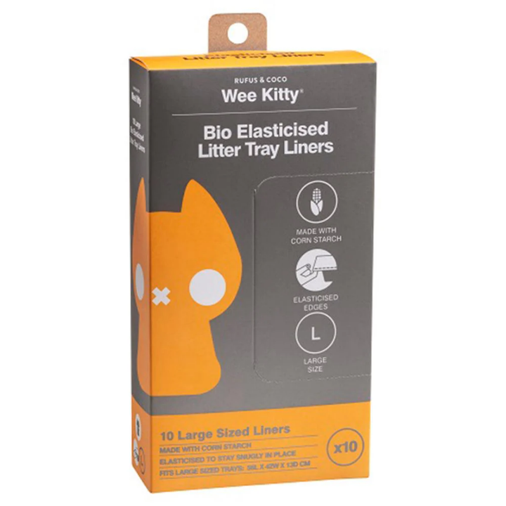 Wee Kitty Bio Elasticised Litter Tray Liners Large 10Pk
