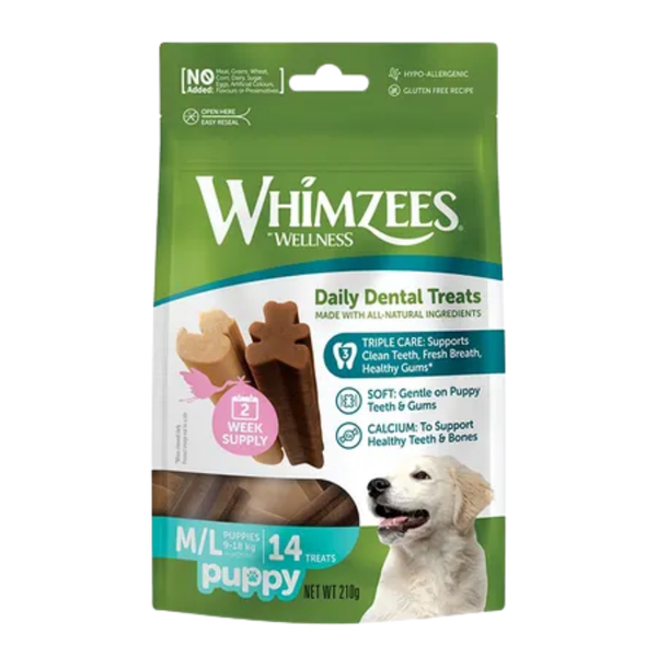 Whimzees Puppy M/L Breed Dental Chews (14-Pack)