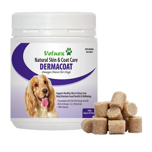 VETNEX DERMACOAT OMEGA CHEWS FOR DOGS 300G