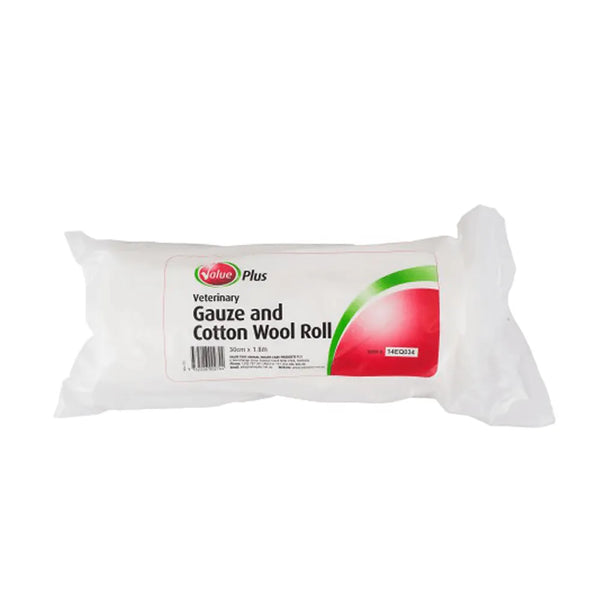 VALUE PLUS VETERINARY GAUZE AND COTTON WOOL ROLL 30CMX1.8M
