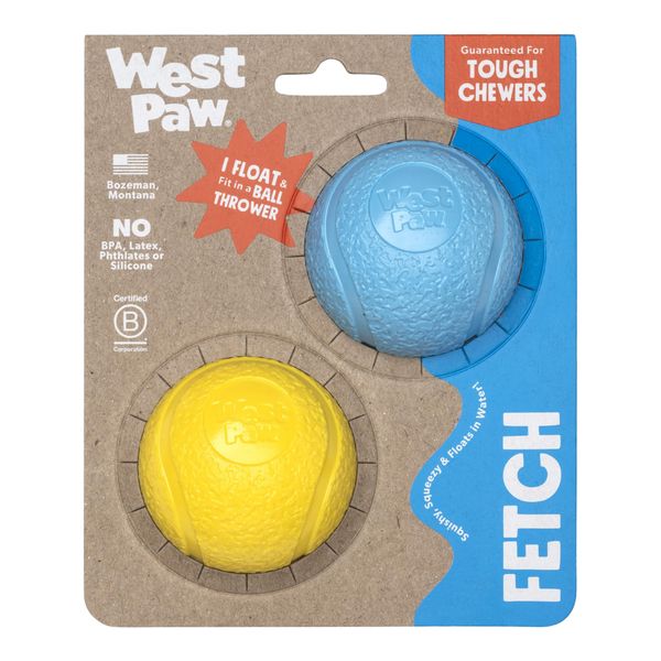 WEST PAW BOUNDR BALL - AQUA / DANDELION 2 PACK