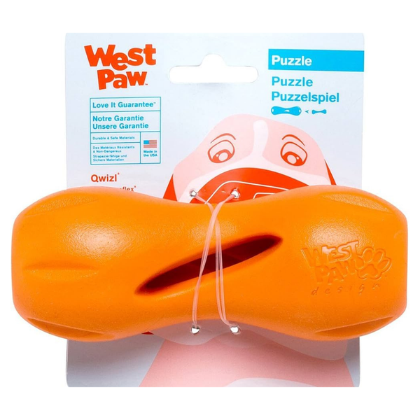 WEST PAW QWIZL TOUGH PUZZLE TOY - SMALL - TANGERINE