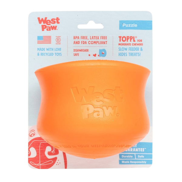 WEST PAW TOPPL PUZZLE TOY - LARGE - TANGERINE