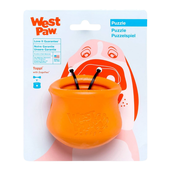 WEST PAW TOPPL PUZZLE TOY - SMALL - TANGERINE