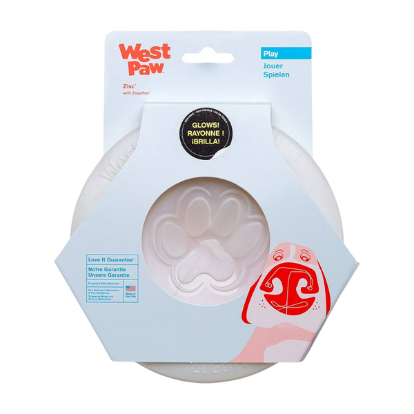 WEST PAW ZISC FLYING FETCH TOY - SMALL - GLOW IN THE DARK