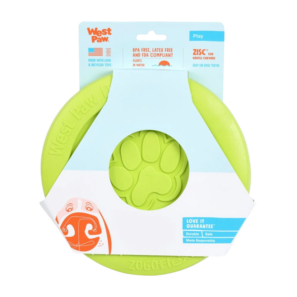 WEST PAW ZISC FLYING FETCH TOY - SMALL - GRANNY SMITH