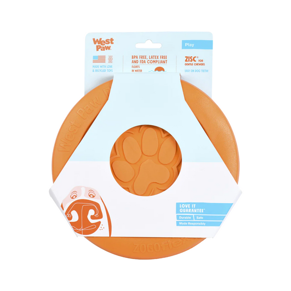 WEST PAW ZISC FLYING FETCH TOY - SMALL - TANGERINE