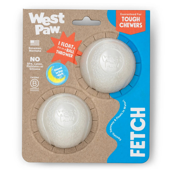 WEST PAW BOUNDR BALL - GLOW IN THE DARK 2 PACK