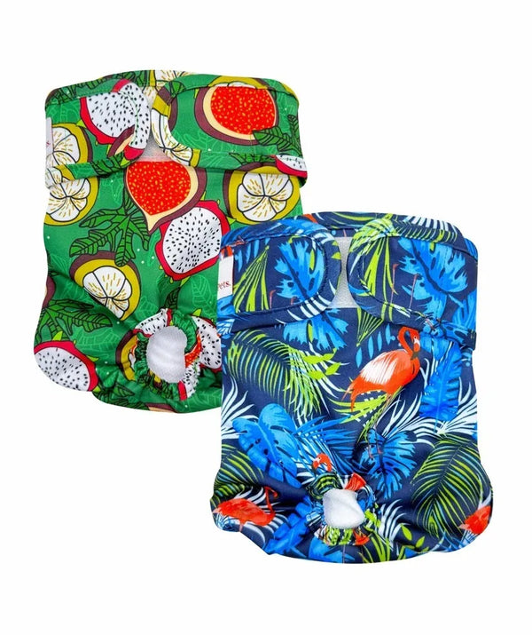LOVING PETS WASHABLE NAPPIES BLUE/GREEN MEDIUM 2PK