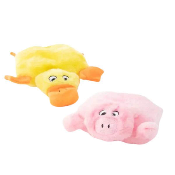 ZIPPYPAWS SQUEAKIE PADS 2-PACK - DUCK & PIG