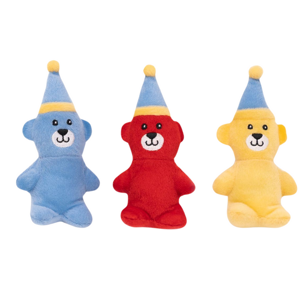 ZIPPYPAWS MINIZ 3-PACK - BIRTHDAY BEARS
