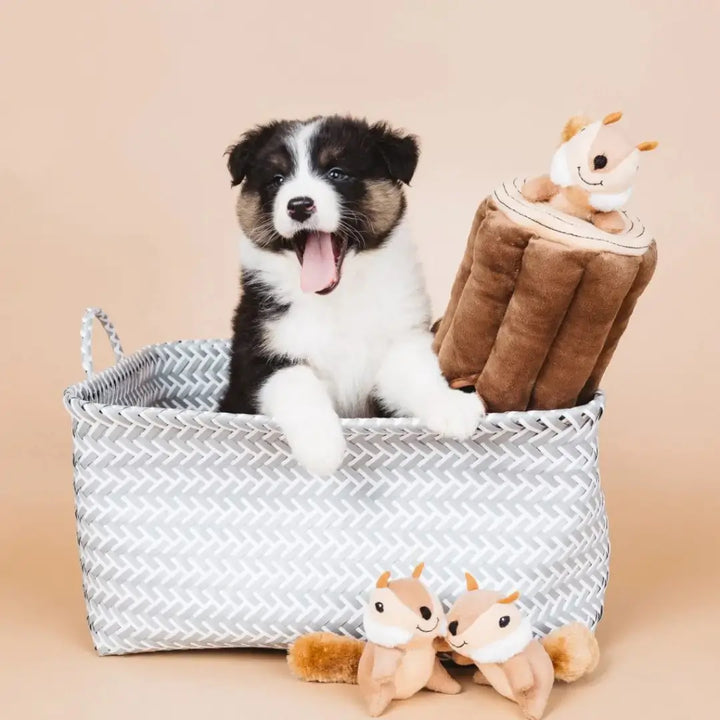 Zippy Baws Rabbit Zippypaws Zippy Burrow - Log With 3 Chipmunks| Pet Bites