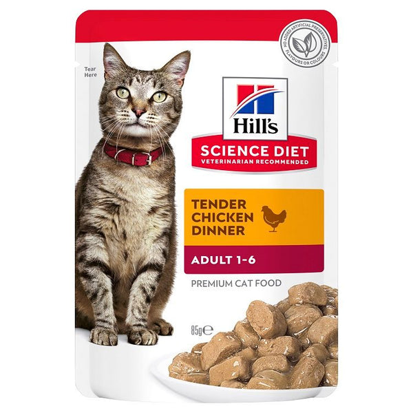 HILLS CAT ADULT CHICKEN POUCHES 85G 12PK(OM12)