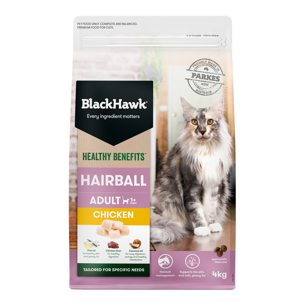 BLACK HAWK CAT HEALTHY BENEFITS HAIRBALL CHKN 4KG