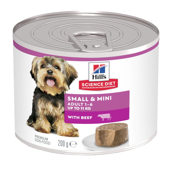 HILLS DOG ADULT SMALL & MINI WITH BEEF 200G 12PK(OM12)