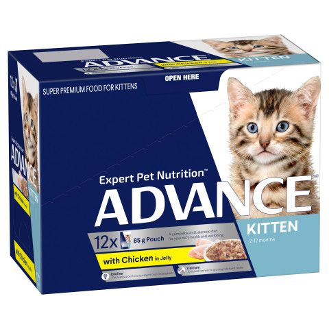 ADVANCE KITTEN WET CHICKEN IN JELLY SVMS 85G 12PK (OM12)