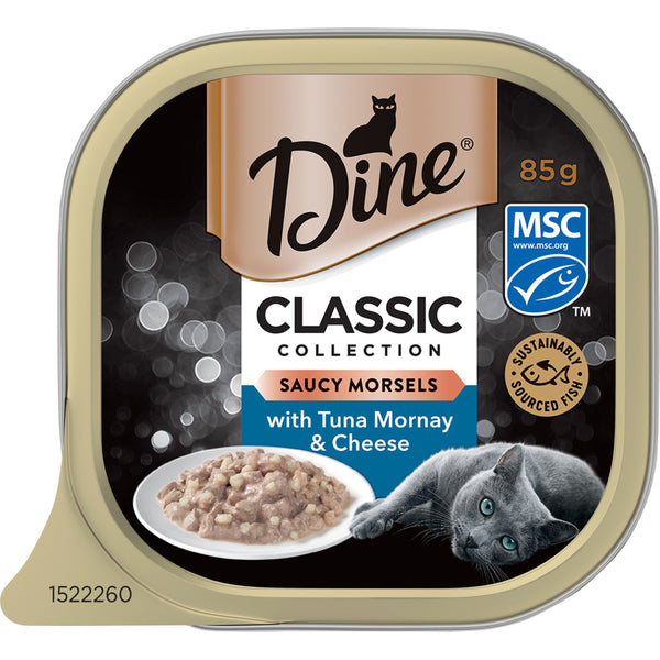 DINE WET TUNA MORNAY TOPPED W CHEES 85G 14PK(OM14)