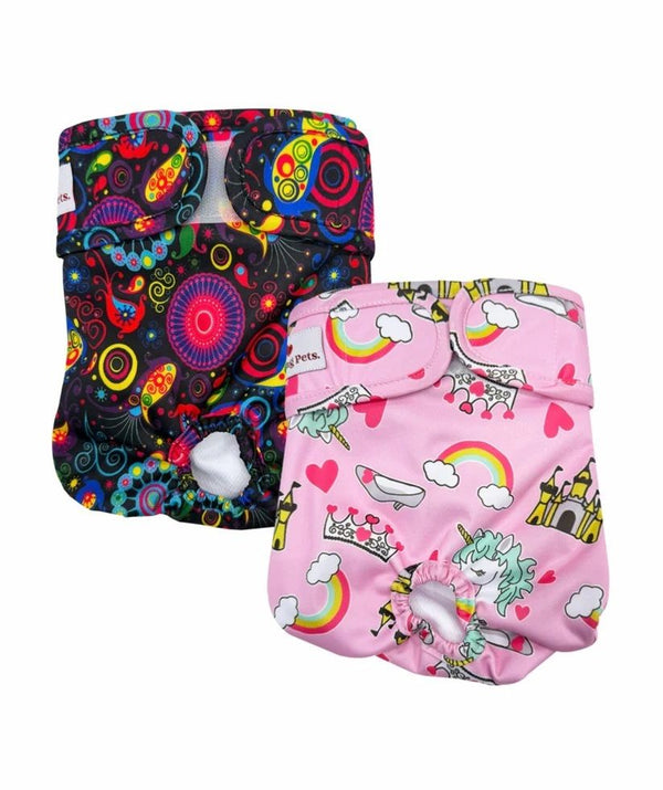 LOVING PETS WASHABLE NAPPIES PINK/PURPLE LARGE 2PK