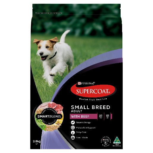 SUPERCOAT ADULT SMALL BREED BEEF 2.8KG