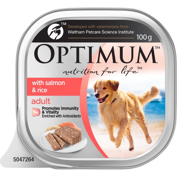 OPTIMUM DOG WET WITH SALMON RICE 100G 12PK(OM12)