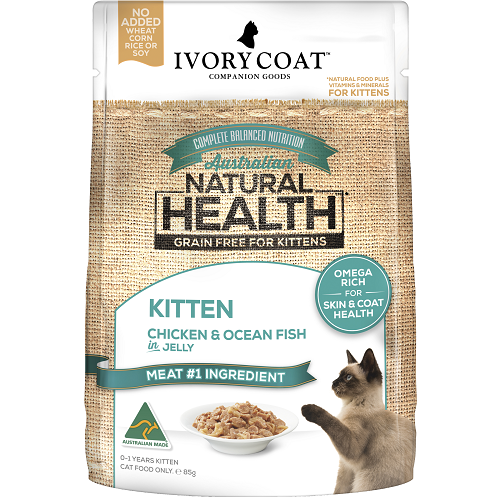 IVORY COAT KITTEN CHICKEN & OFISH IN JELLY 85G 12PK (OM12)
