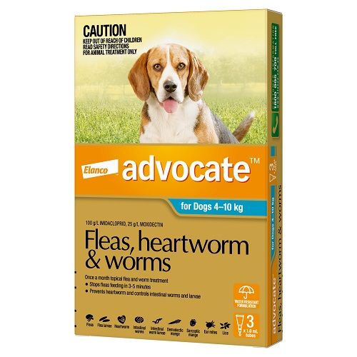 ADVOCATE DOG  4-10KG MEDIUM 3'S TEAL