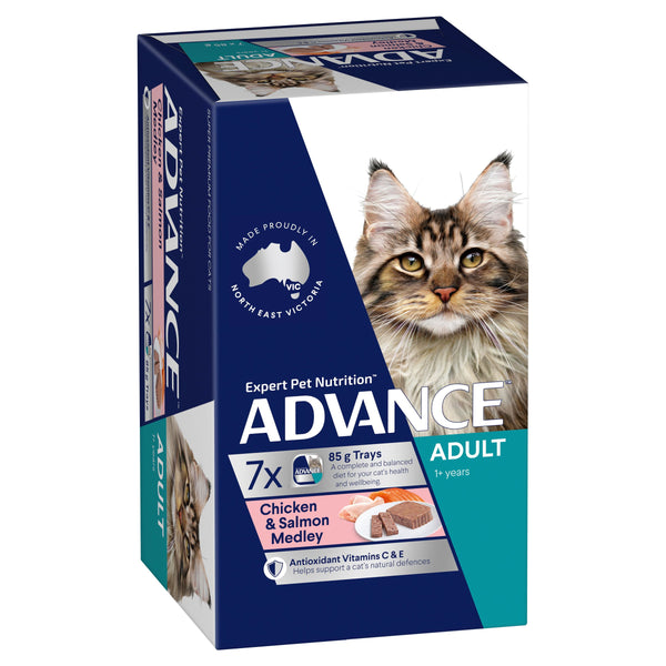 ADVANCE CAT ADULT CHICKEN & SLMN MED 85G 7PK(OM7)
