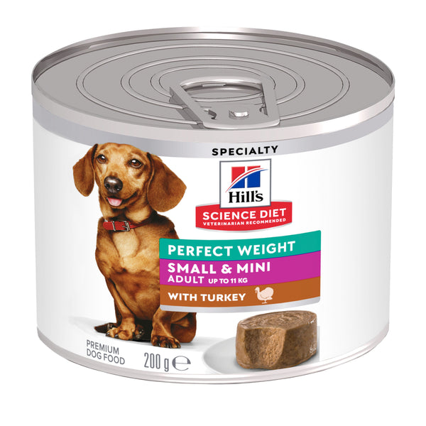 HILLS DOG ADULT PERFECT WEIGHT SM & MI TURKEY 200G 12PK(OM12)