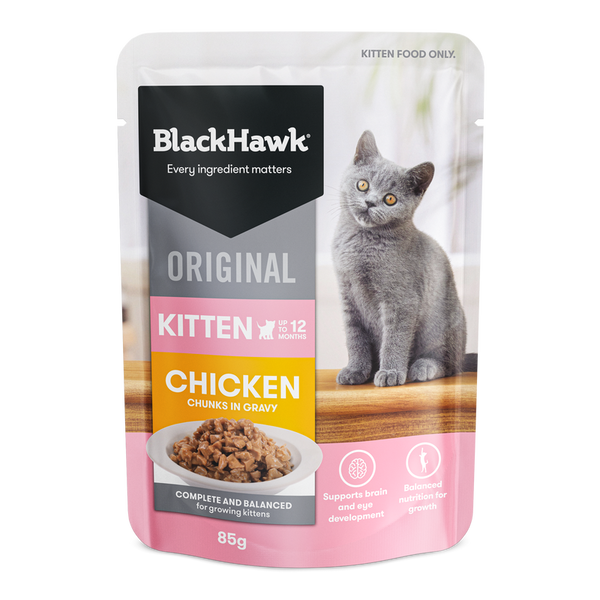 BLACK HAWK KITTEN CHICKEN IN GRAVY 85G 12PK (OM12)