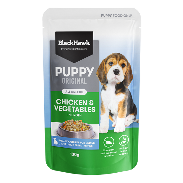 BLACK HAWK PUPPY CHICKEN & VEGETABLES 130G 10PK (OM10)