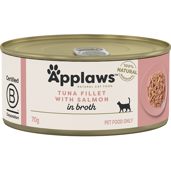 APPLAWS CAT TUNA FILLET SALMON IN BROTH 70G 24PK(OM24)