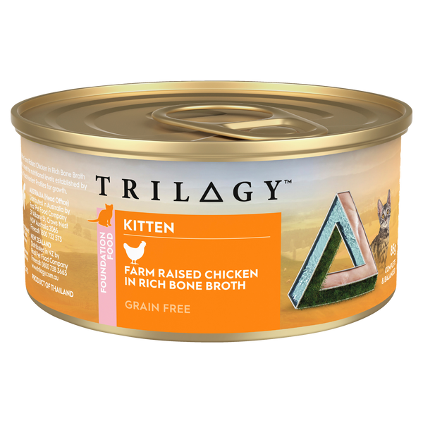 TRILOGY KITTEN CHICKEN IN BONE BROTH 85G 24PK (OM24)