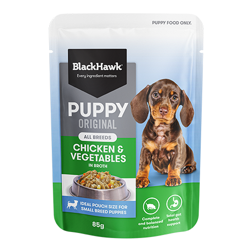 BLACK HAWK PUPPY CHICKEN & VEGETABLES 85G 12PK (OM12)