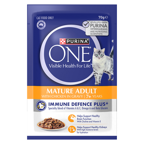 PURINA ONE CAT MATURE 7+ CHICKEN POUCH 70G 12PK (OM12)