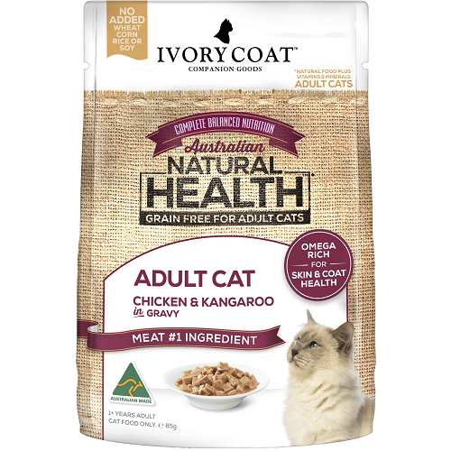 IVORY COAT CAT ADULT CHICKEN & ROO IN GRVY 85G 12PK(OM12)