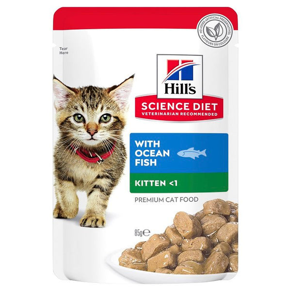 HILLS KITTEN OCEAN FISH POUCHES 85G 12PK(OM12)