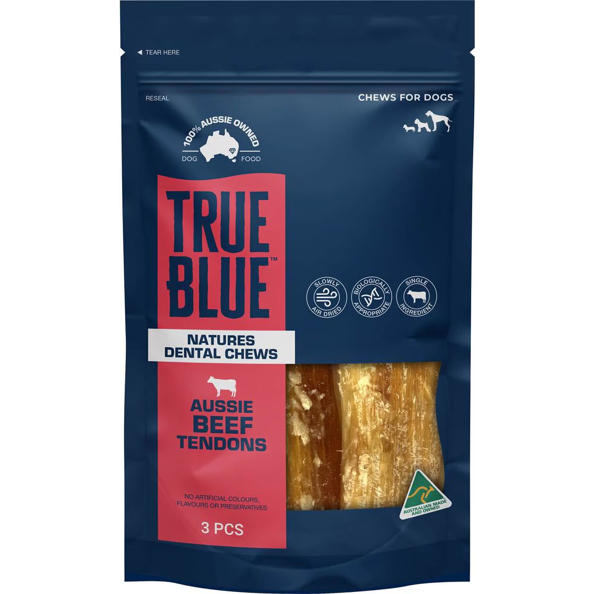 True Blue Aussie Beef Tendons 3pk| Pet Bites