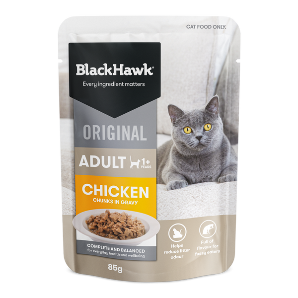 BLACK HAWK CAT CHICKEN IN GRAVY 85G 12PK (OM12)