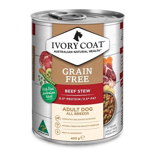 IVORY COAT ADULT DOG GRAIN FREE BEEF STEW 400G 12PK(OM12)